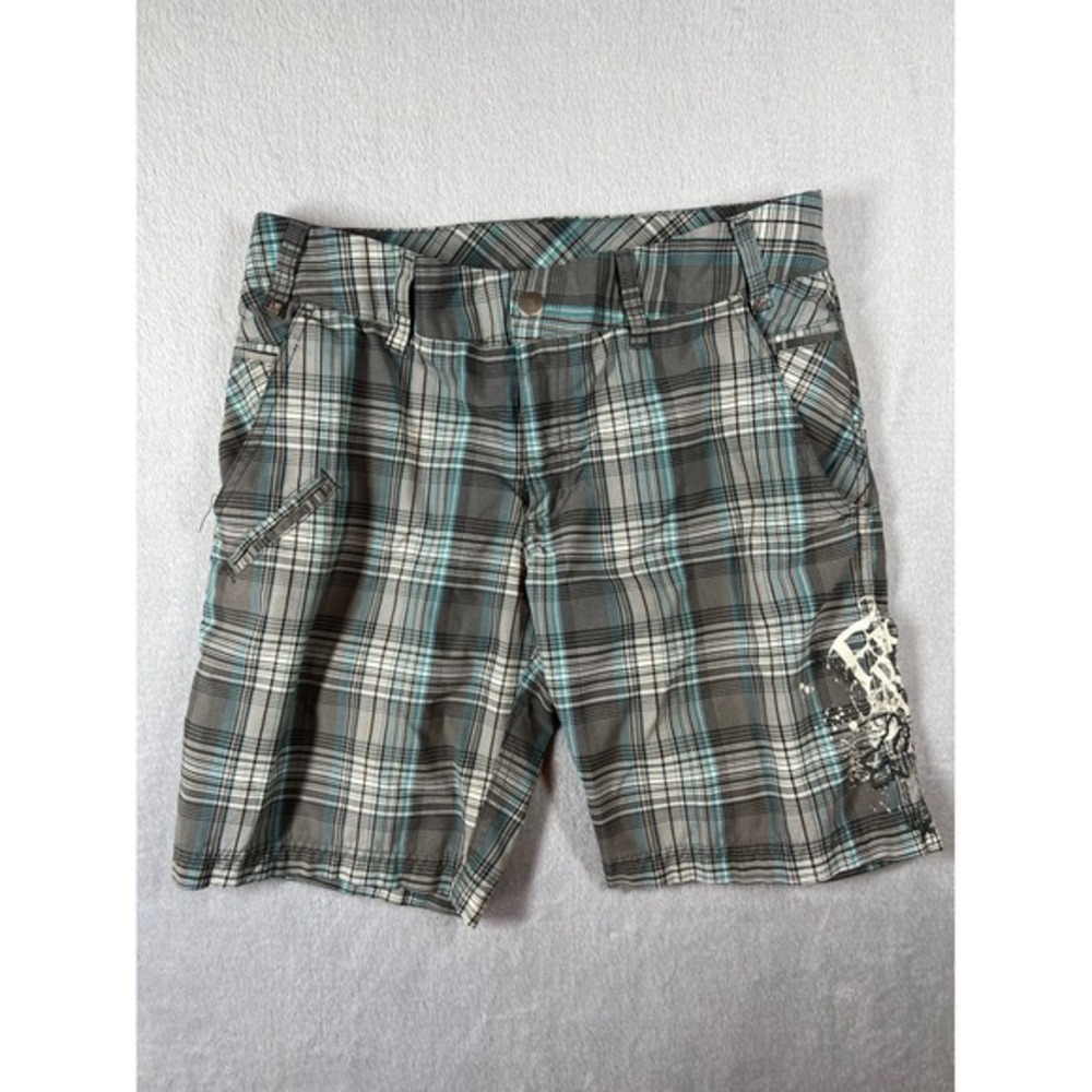 Fox Racing Plaid Motocross Shorts Women's Medium Teal‎ Vintage Fox Riders Co